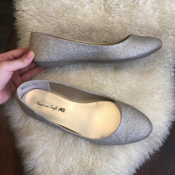AEO - Glitter Silver Gold Metallic Ballet Flats 8.5 - Picture 3 of 16